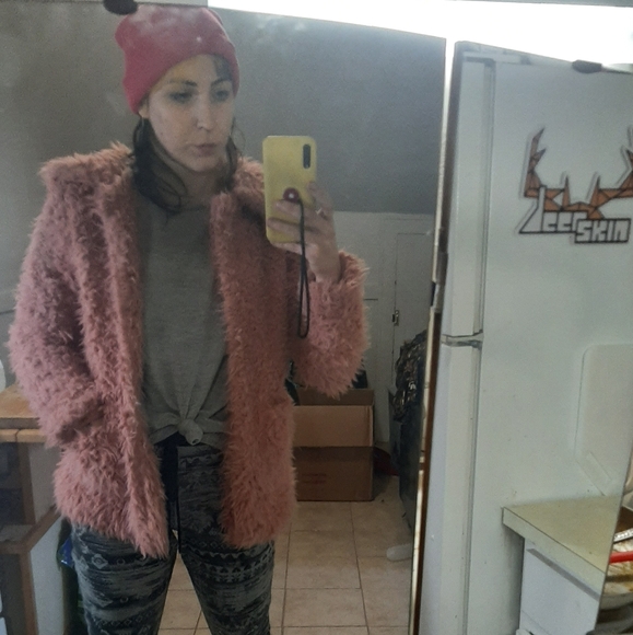 Pink Fuzzy Faux Fur Jacket - Picture 3 of 7